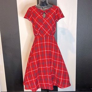 Unique Vintage Christmas / Holiday Plaid Swing Dress